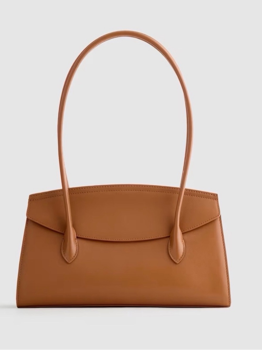 Quince Italian Leather Double Strap Shoulder Bag in Cognac